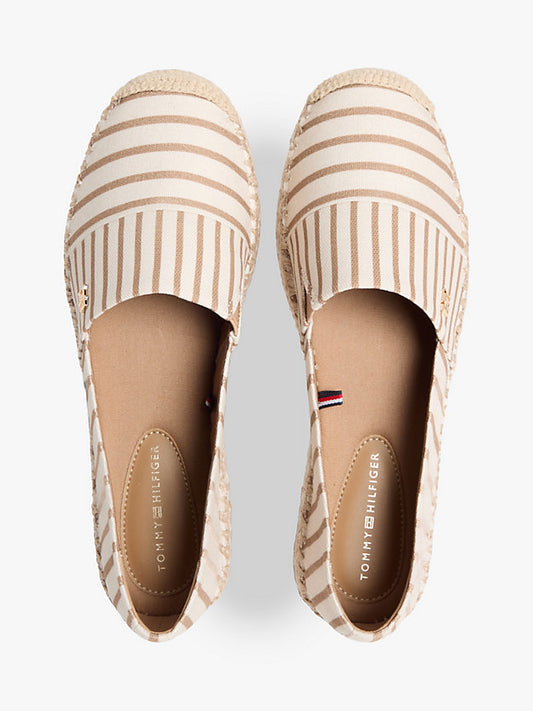 Canvas Stripe Monogram Platform Espadrilles