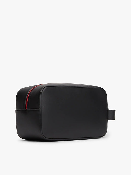 Metal Logo Mixed Texture Washbag