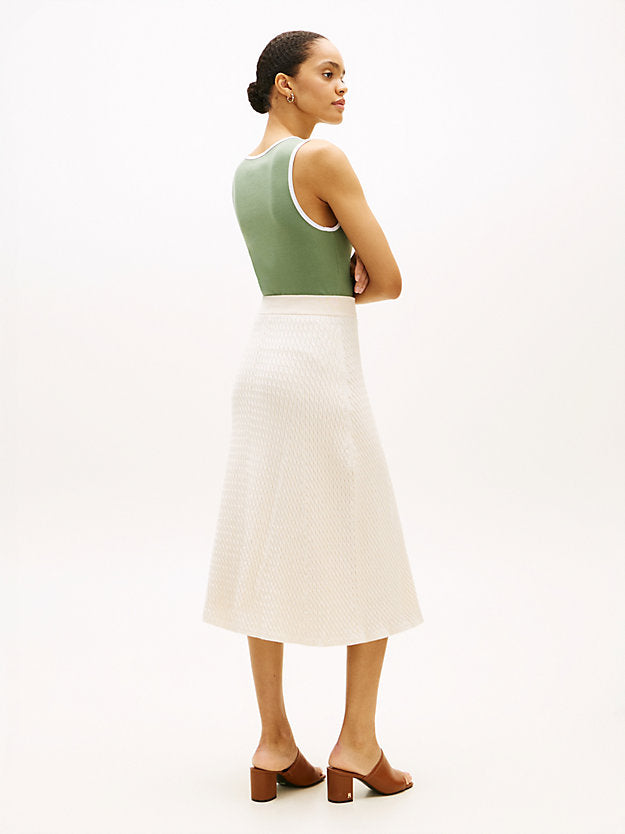Cable Knit Relaxed A-Line Midi Skirt