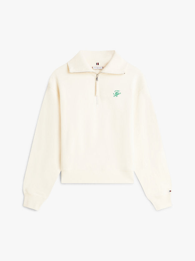 Logo Embroidery Terry Quarter-Zip Jumper
