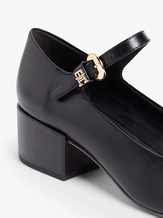 Leather Mary Jane Block Heels