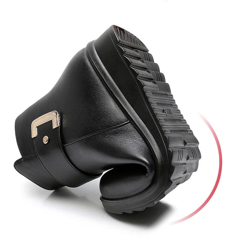 🔥Letzter Tag Promotion 50% RABATT - Damen Metall Schnalle Echtes Leder Wolle Orthopädische Stiefel