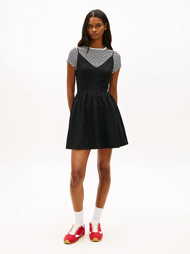 Extra Slim Linen Blend Mini Skater Dress
