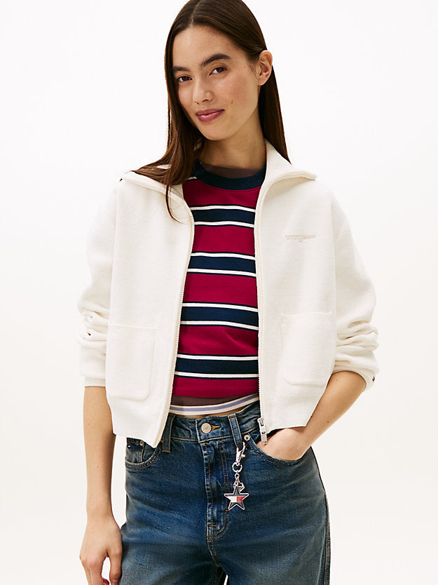 Stitch Logo Collared Zip-Thru Cardigan