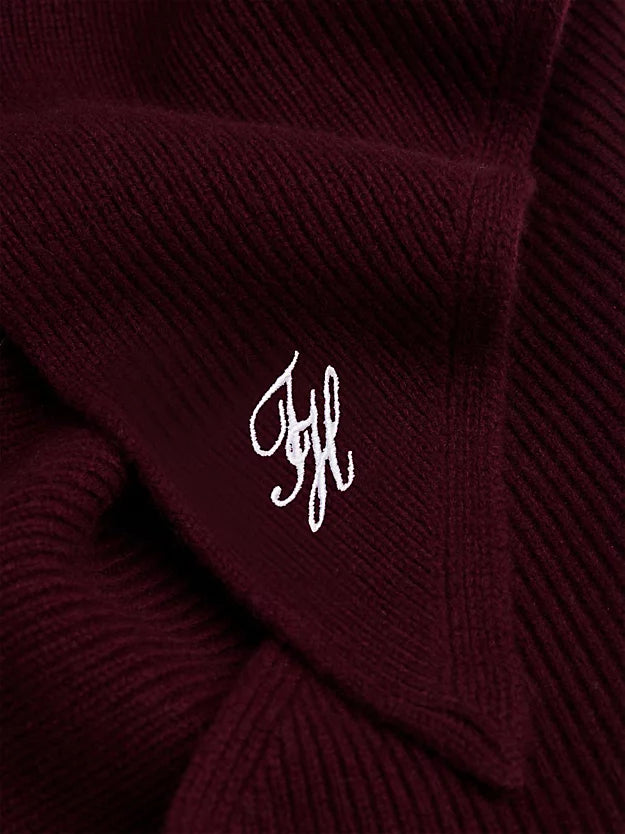 Cashmere Blend Logo Embroidery Triangle Scarf