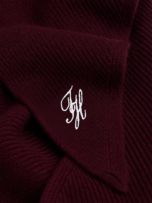 Cashmere Blend Logo Embroidery Triangle Scarf