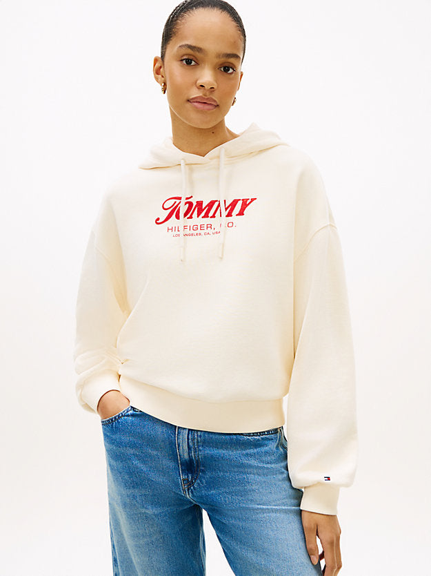 Textured Logo Relaxed Drawstring Hoody