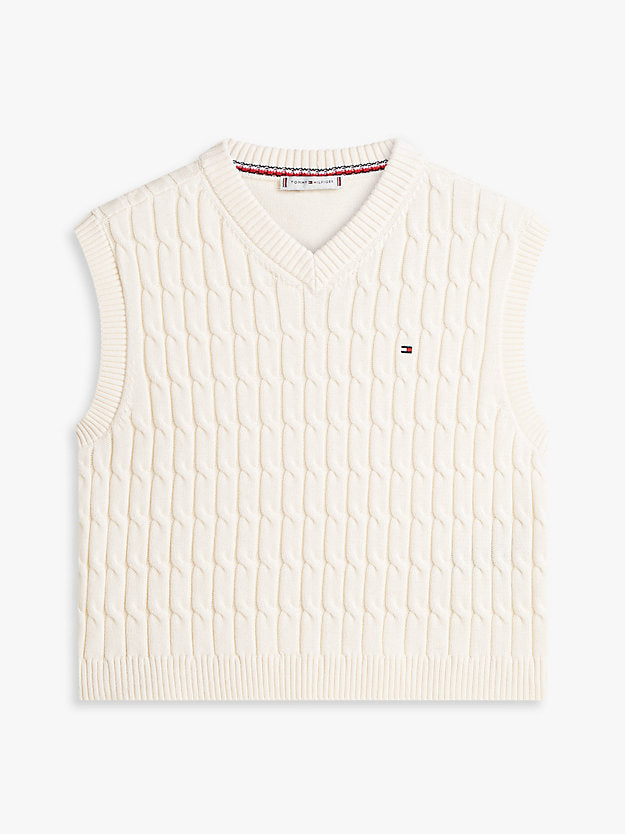 Cable Knit V-Neck Sweater Vest