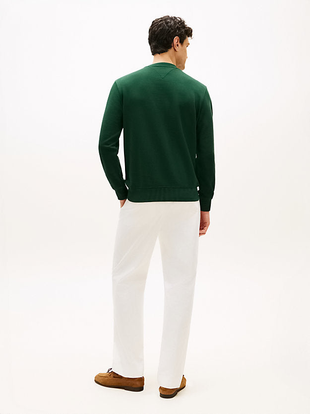 Flag Embroidery Terry Crew Neck Sweatshirt