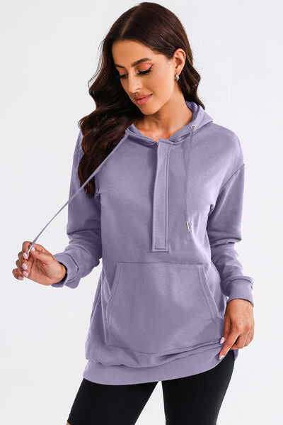Robe à Capuche Mi-Zip et Cordon de Serrage