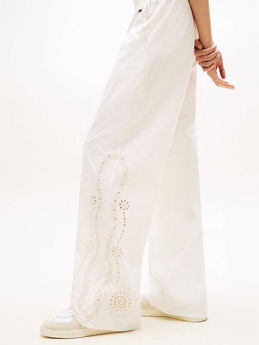 Broderie Anglaise Drawstring Trousers WiLinen