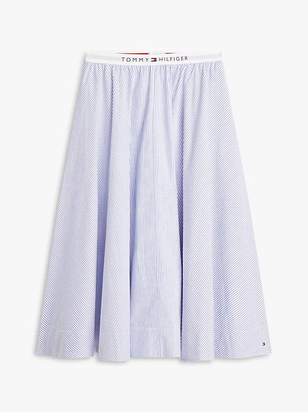Logo Waistband Midi A-Line Skirt