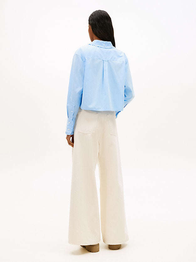 Relaxed Fit Ruffle Poplin Shirt
