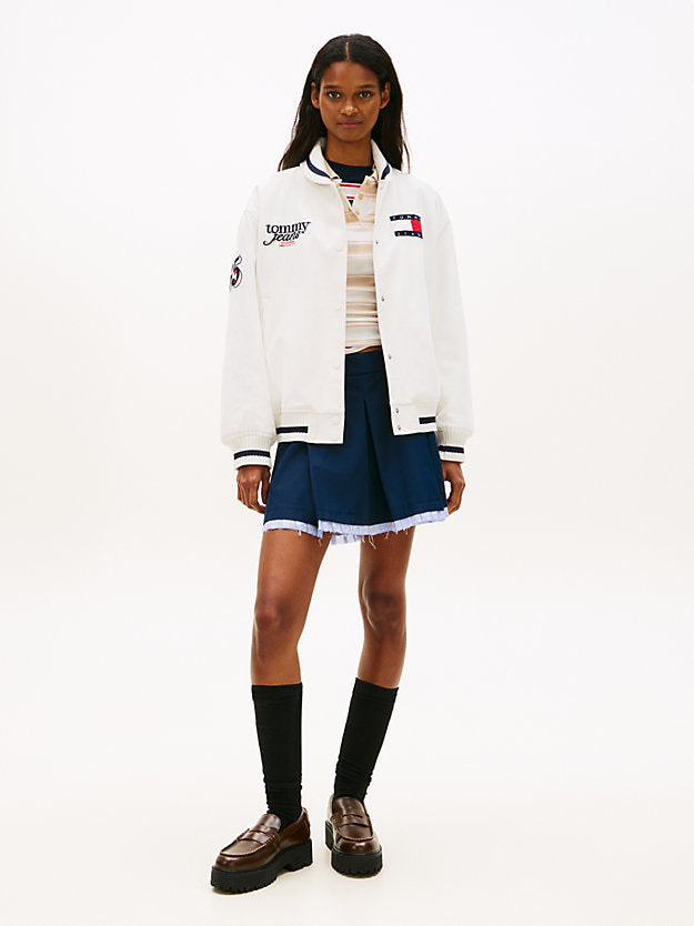 Canvas Back Logo Oversized Varsity Jacket