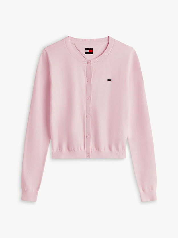 Ribbed Slim Crew Neck Cardigan