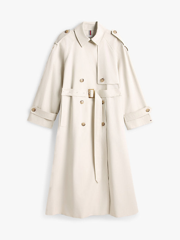 Water Repellent Twill Oversized Trench Coat
