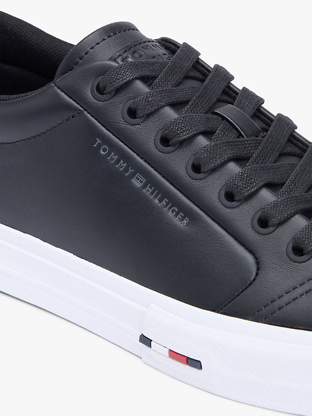 Contrast Midsole Debossed Leather Trainers