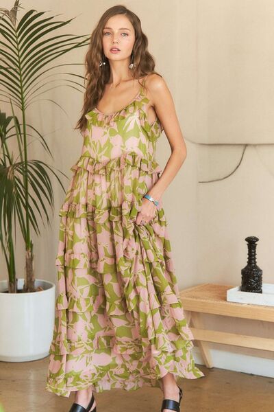 Robe caraco ADORA à volants et encolure dégagée
