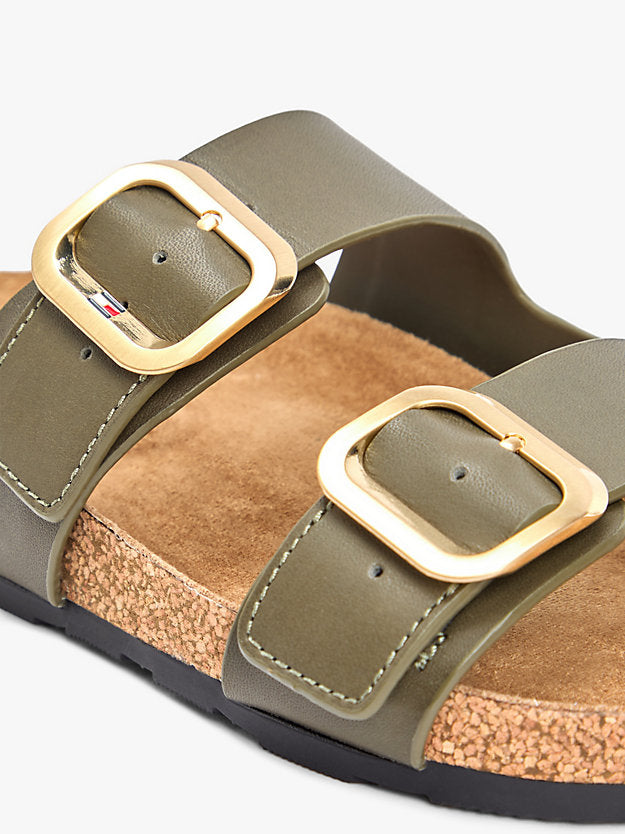 Leather Double Strap Cork Sandals