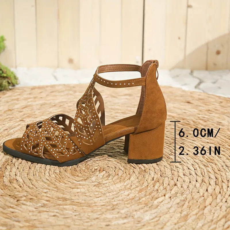 🔥VENTE FLASH 2024 -50%🔥Sandales Femme Mode à Talon Épais Découpé