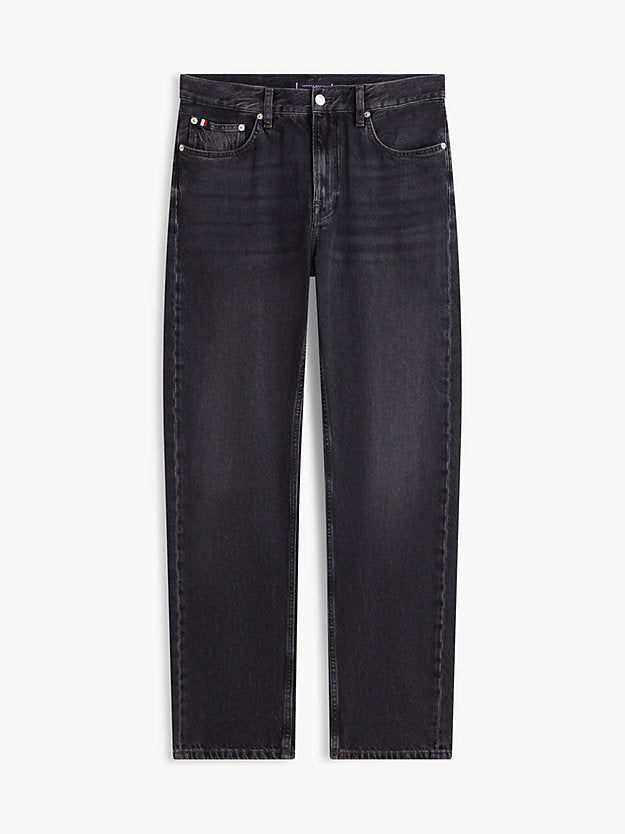 Dover Whiskered Regular Straight Leg Black Jeans