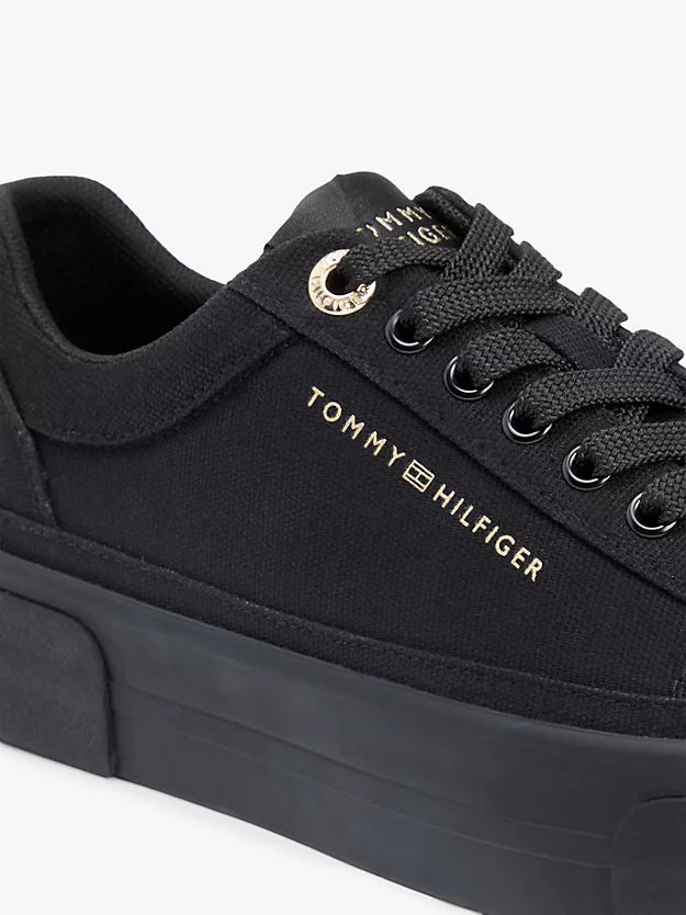Metallic Logo Canvas Platform Trainers