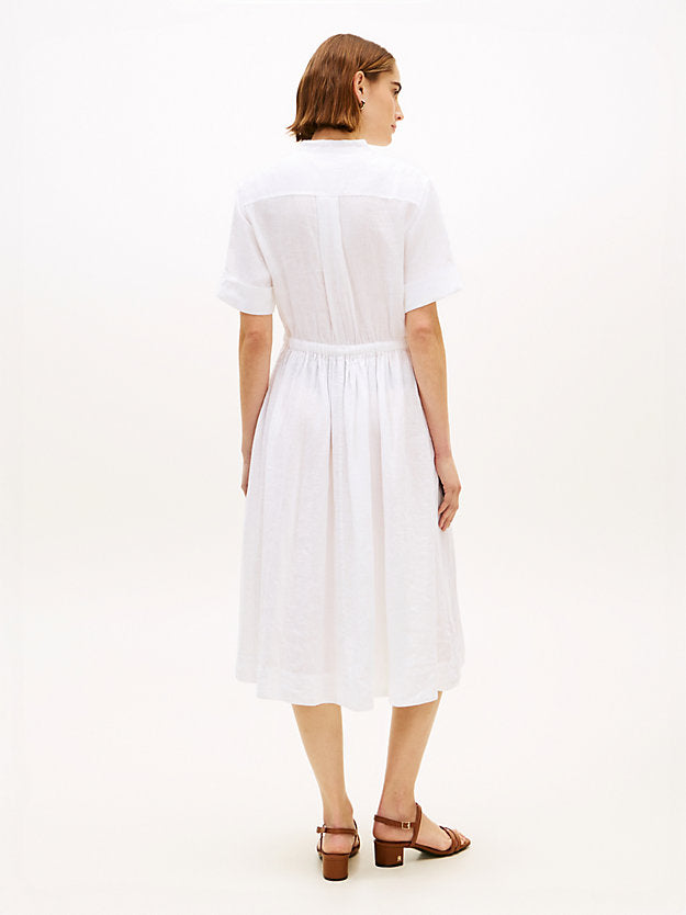 Pure Linen Midi Shirt Dress