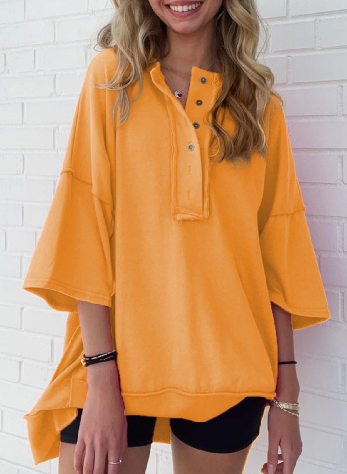 T-shirt oversize asymétrique à ourlet irrégulier pour femme, nouvelle collection 2024 (achetez-en 2, la livraison est offerte)