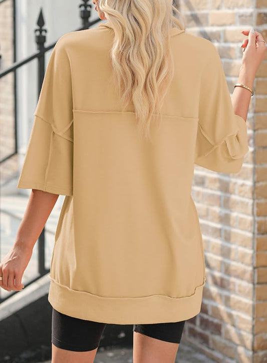 T-shirt oversize asymétrique à ourlet irrégulier pour femme, nouvelle collection 2024 (achetez-en 2, la livraison est offerte)