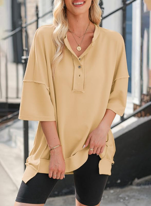 T-shirt oversize asymétrique à ourlet irrégulier pour femme, nouvelle collection 2024 (achetez-en 2, la livraison est offerte)