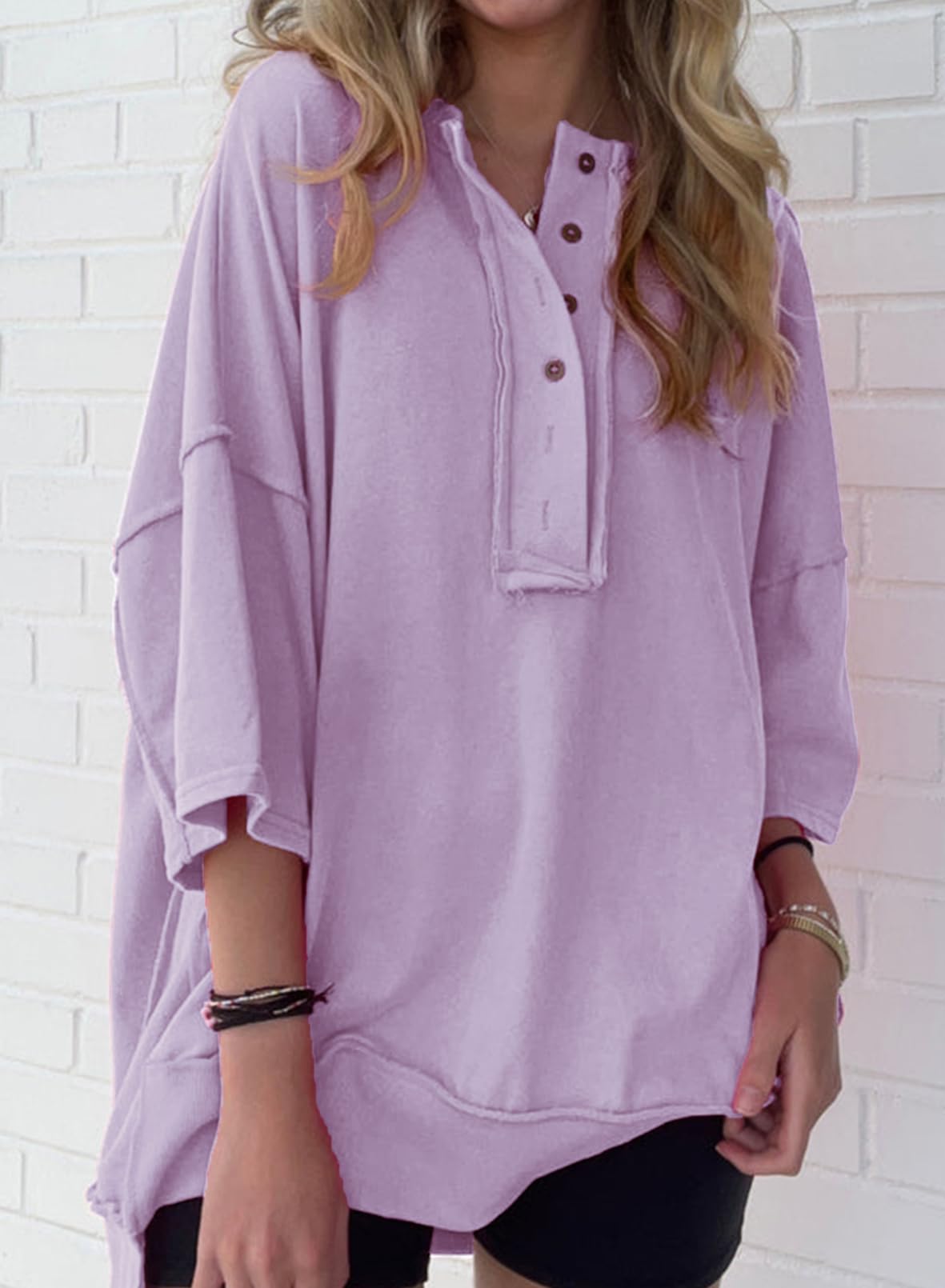 T-shirt oversize asymétrique à ourlet irrégulier pour femme, nouvelle collection 2024 (achetez-en 2, la livraison est offerte)