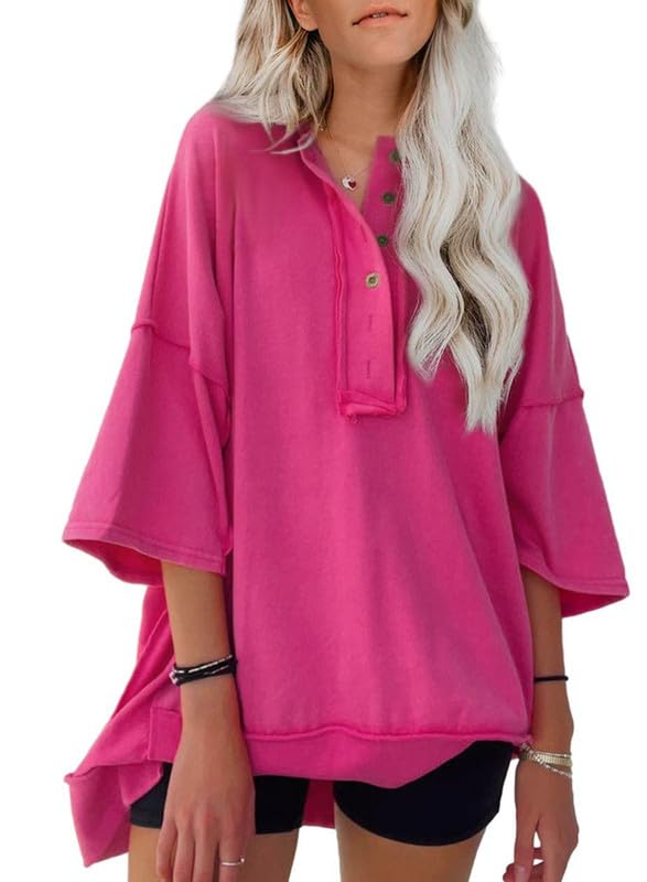 T-shirt oversize asymétrique à ourlet irrégulier pour femme, nouvelle collection 2024 (achetez-en 2, la livraison est offerte)