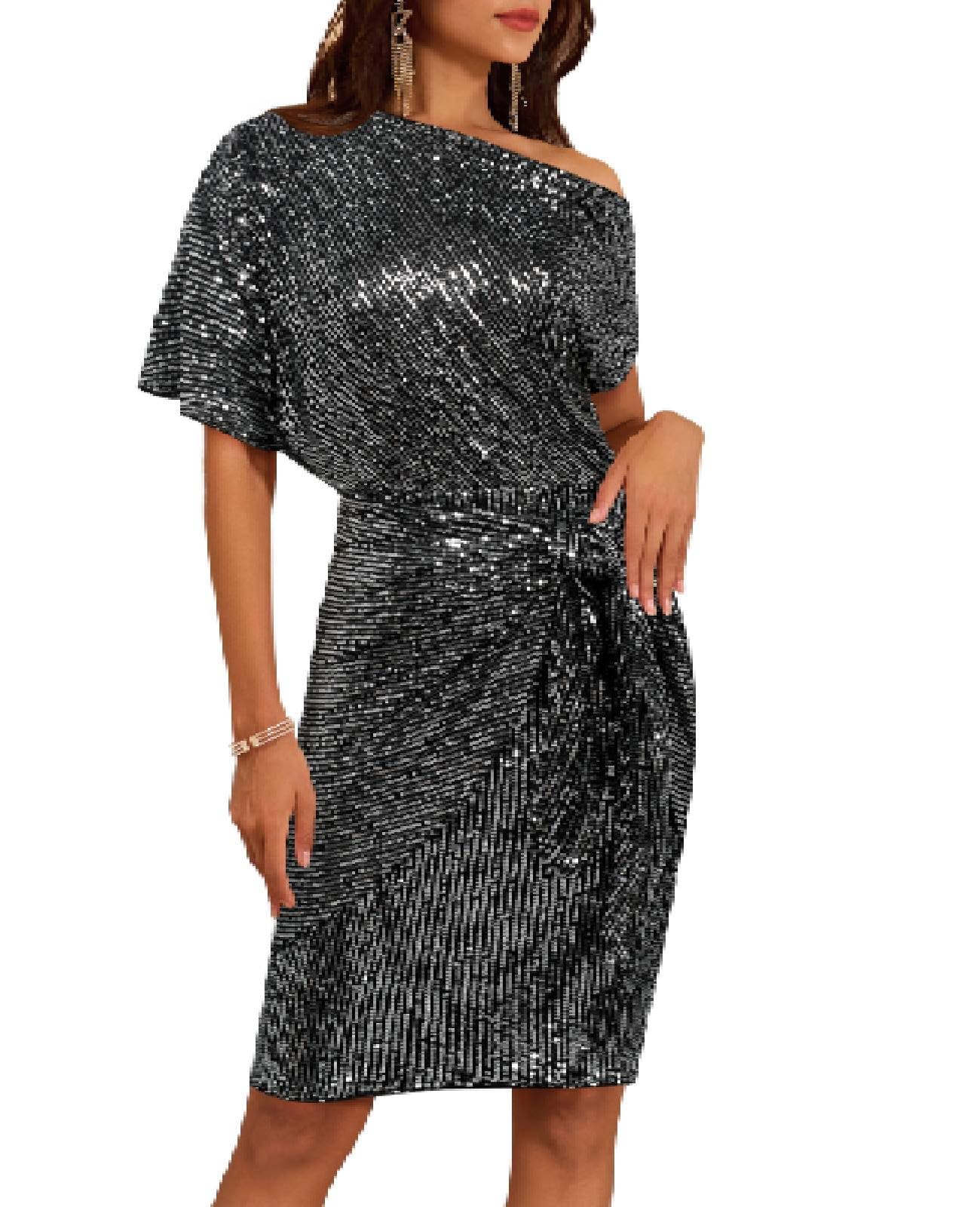 Robe moulante à épaules dénudées et paillettes pour femme (2 achetées, livraison gratuite)
