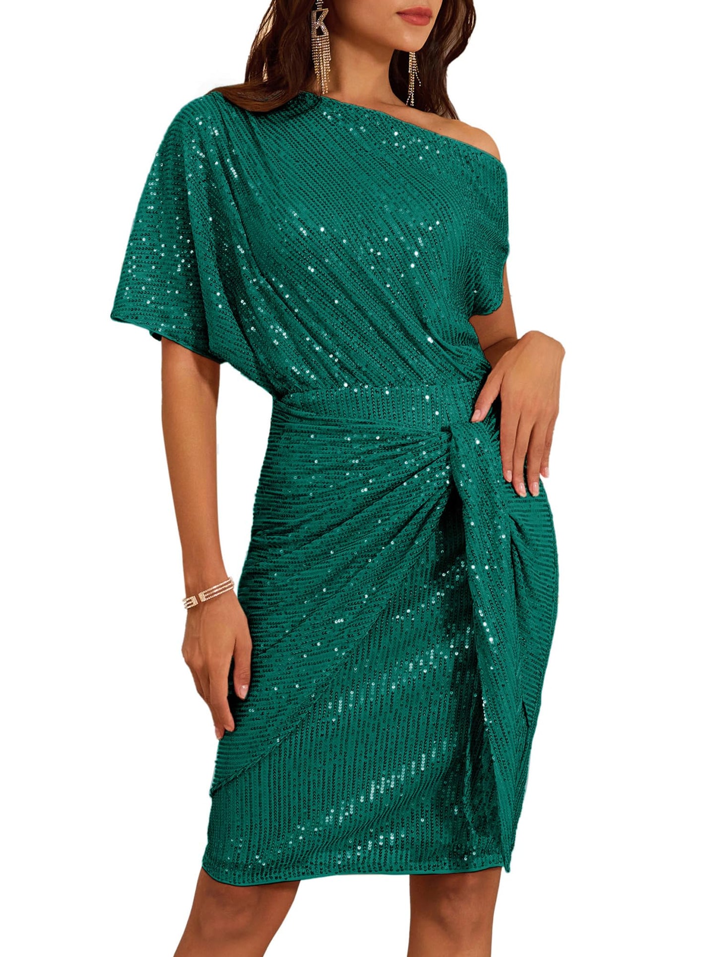 Robe moulante à épaules dénudées et paillettes pour femme (2 achetées, livraison gratuite)