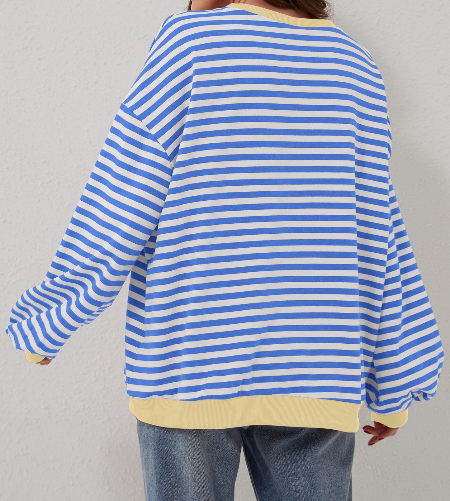 Pull à manches longues rayé oversize pour femme (achetez-en 2, livraison gratuite)