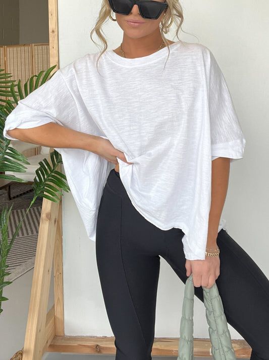 T-shirt ample mi-long à col rond pour femme (3 articles achetés, livraison offerte)