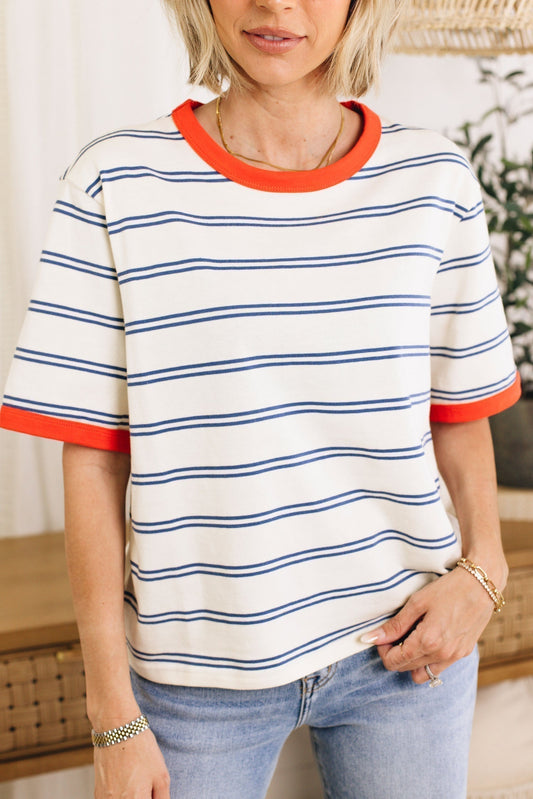 T-shirt rayé à manches courtes Color Block pour femmes (achetez-en 2, livraison gratuite)