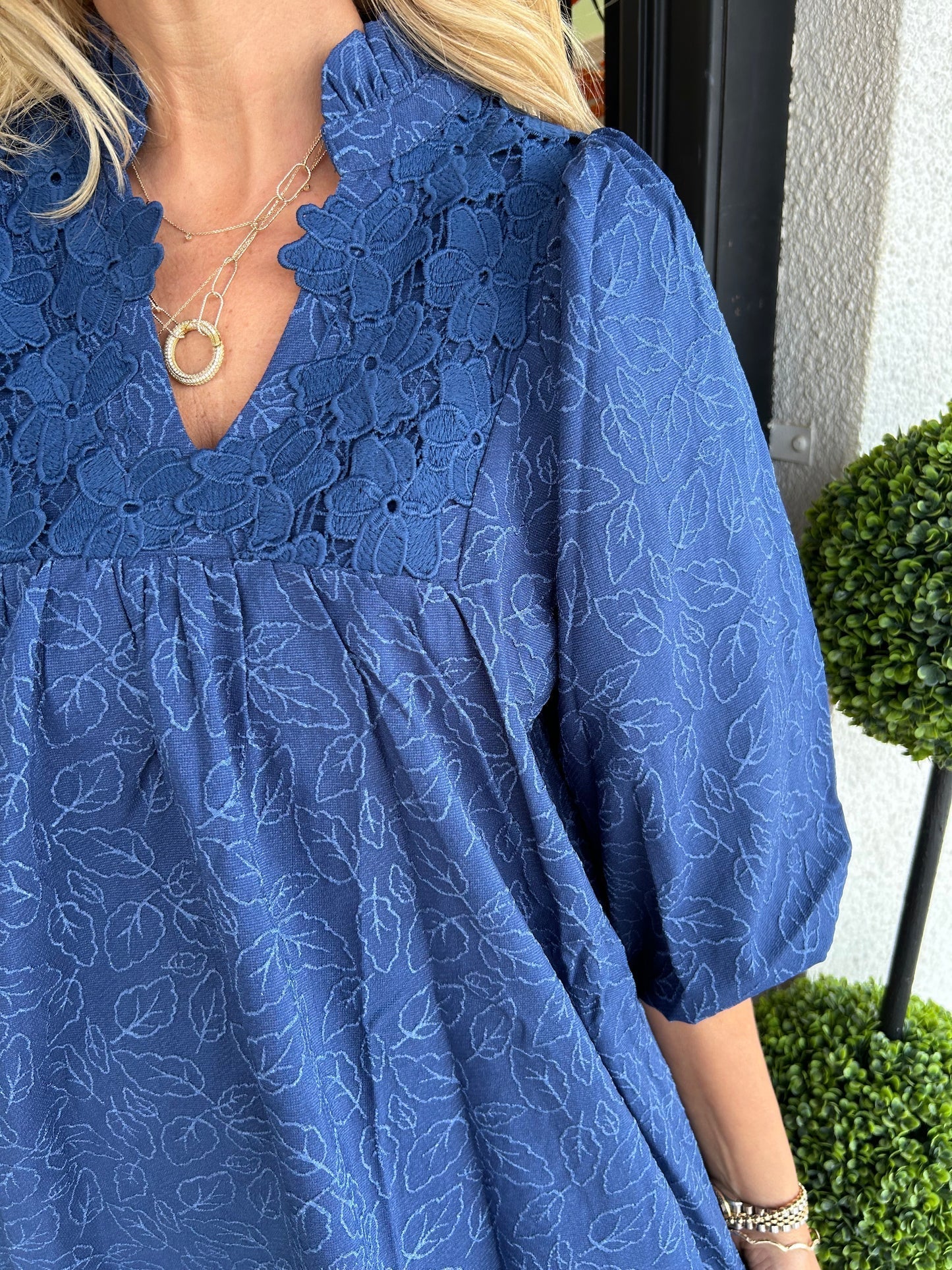 Mini-robe jacquard à manches bouffantes et motif feuille pour femme (2 articles achetés, livraison gratuite)