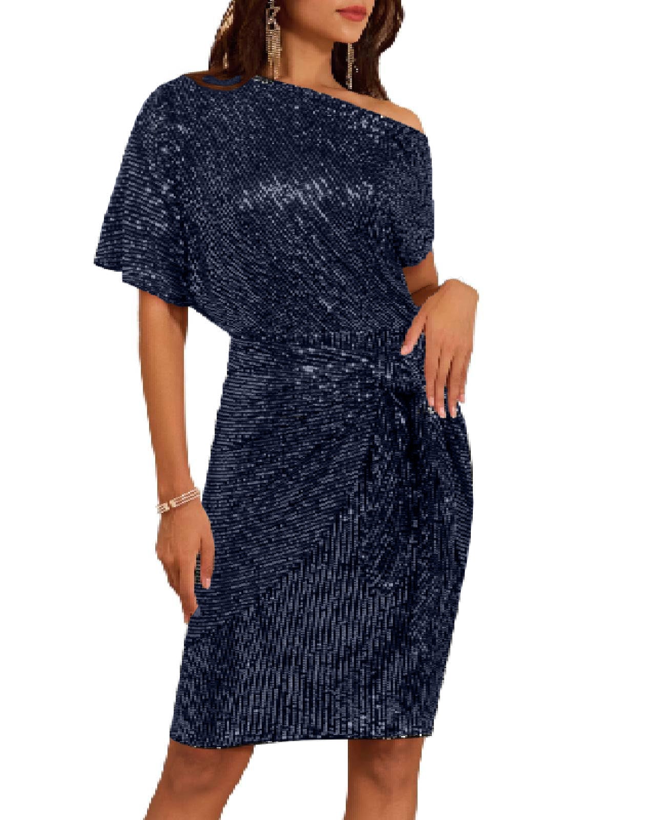 Robe moulante à épaules dénudées et paillettes pour femme (2 achetées, livraison gratuite)