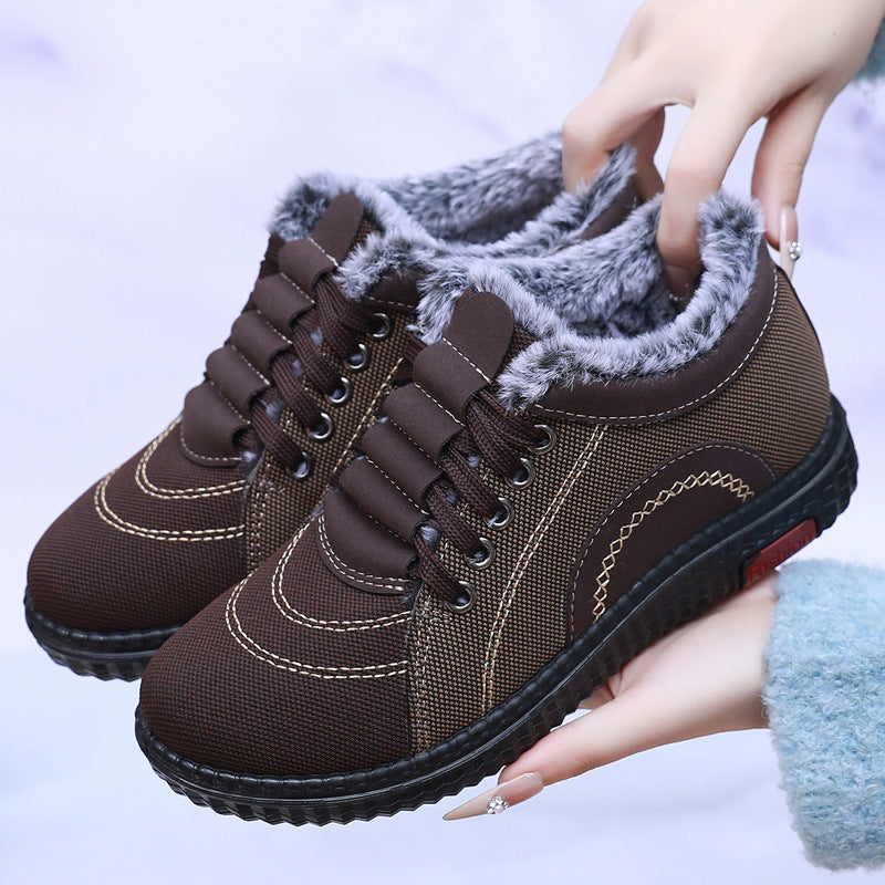 Damen Winter Warme Fleece-gefütterte Rutschfeste Baumwollschuhe mit weicher Sohle