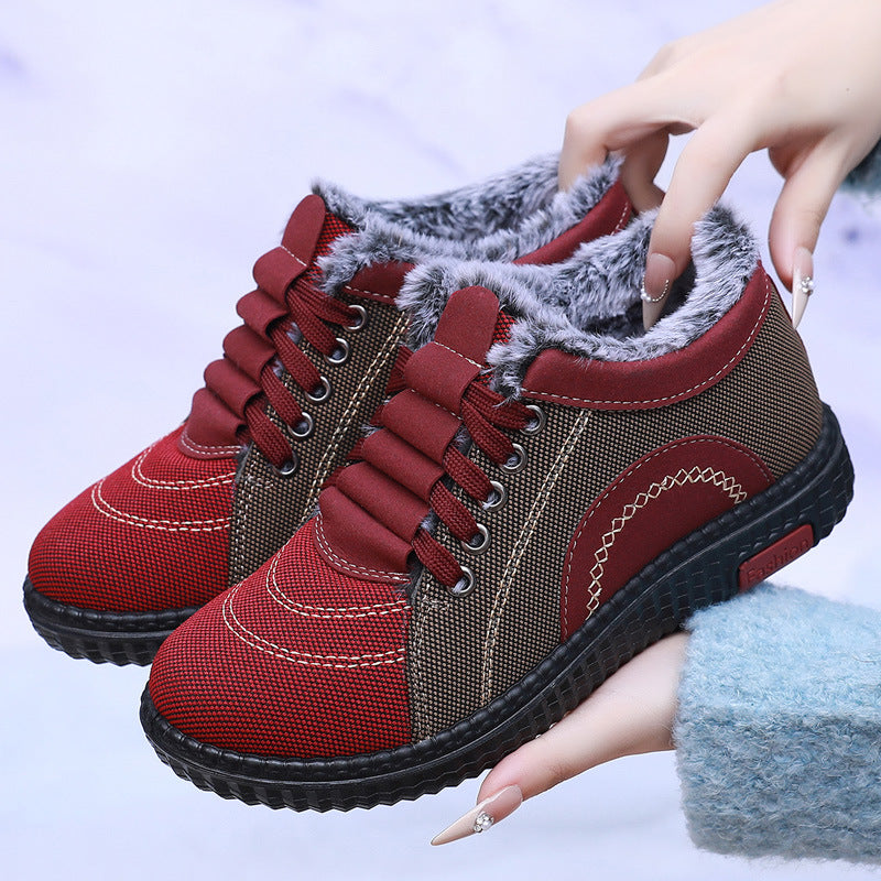 Damen Winter Warme Fleece-gefütterte Rutschfeste Baumwollschuhe mit weicher Sohle