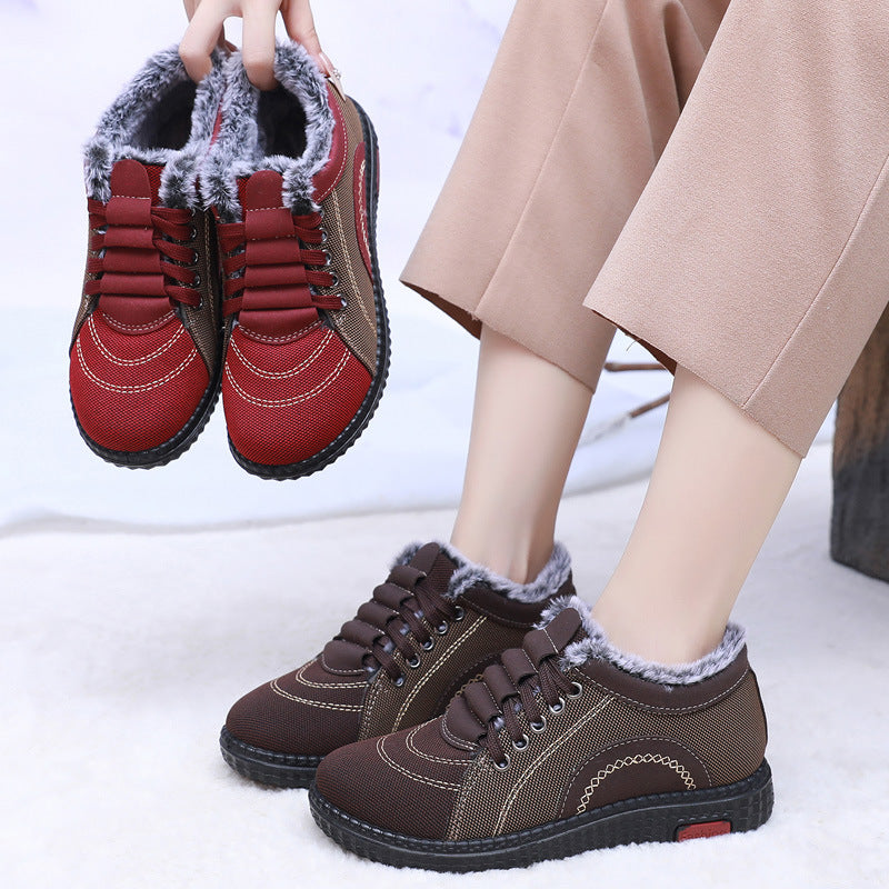 Damen Winter Warme Fleece-gefütterte Rutschfeste Baumwollschuhe mit weicher Sohle