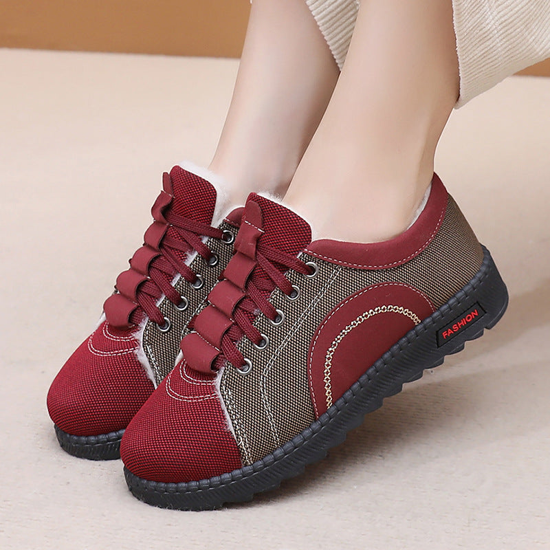 Damen Winter Warme Fleece-gefütterte Rutschfeste Baumwollschuhe mit weicher Sohle