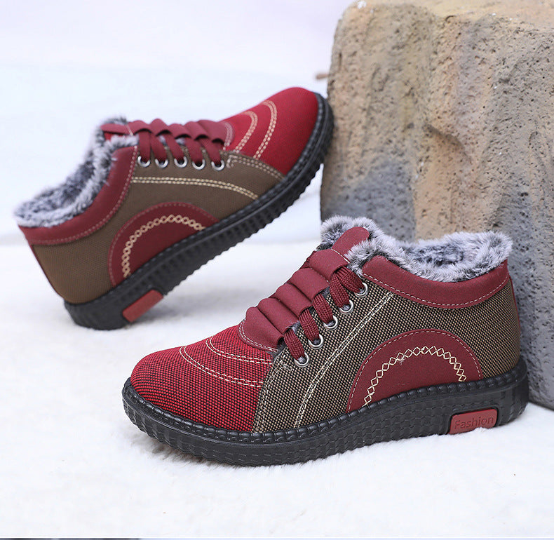 Damen Winter Warme Fleece-gefütterte Rutschfeste Baumwollschuhe mit weicher Sohle