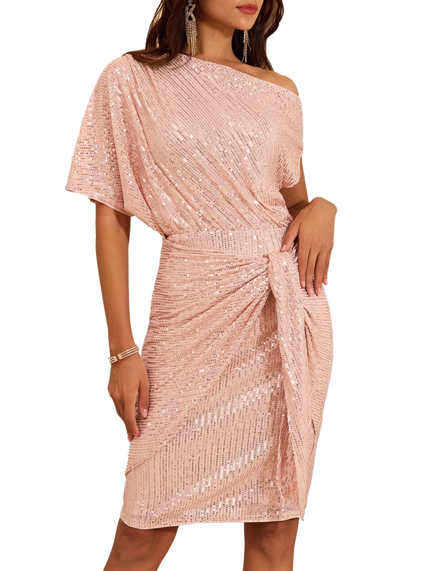 Robe moulante à épaules dénudées et paillettes pour femme (2 achetées, livraison gratuite)