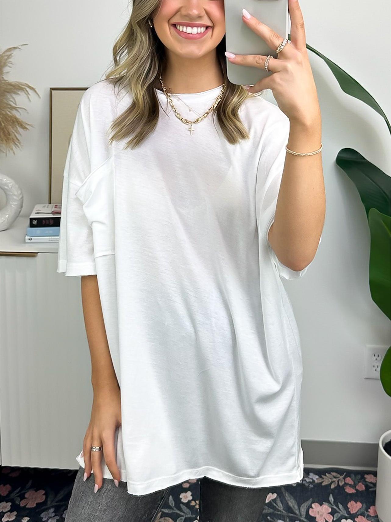 T-shirt ample à bord brut pour femme (achetez-en 3, livraison gratuite)