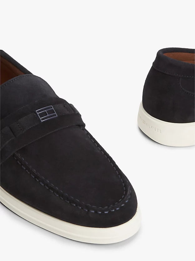 Flag Plaque Suede Loafers