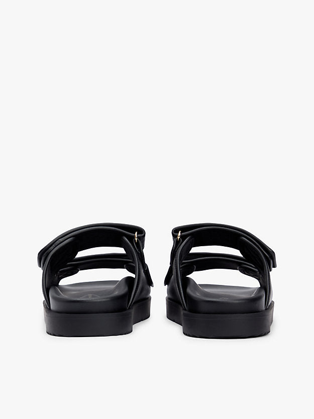 Leather Monogram Double Strap Sandals