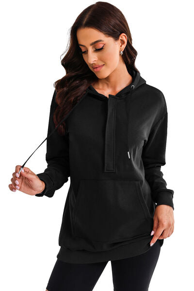 Robe à Capuche Mi-Zip et Cordon de Serrage