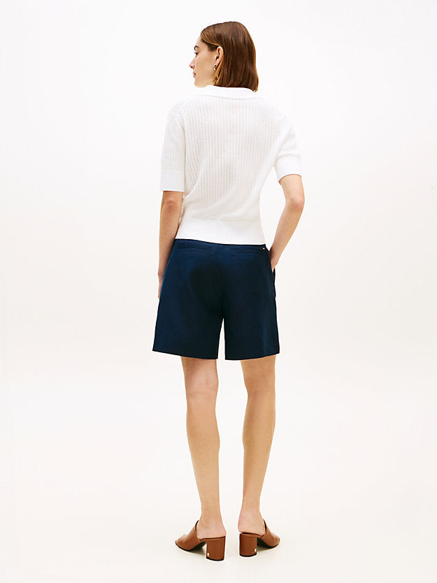 Pointelle Short Sleeve Polo Jumper